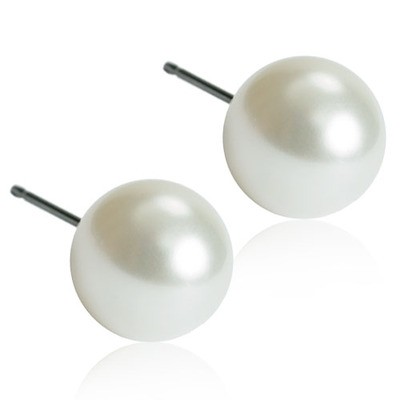Ørepynt hvit perle 10mm